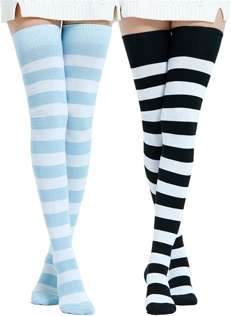 long striped stockings|Amazon.com: Extra Long Thigh High Socks.